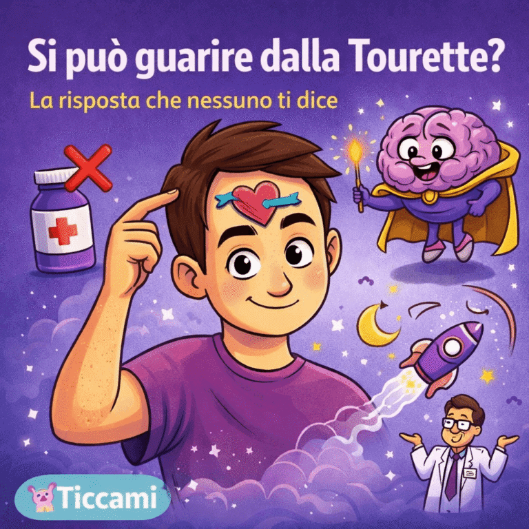 Si può guarire dalla sindrome di Tourette: illustrazione in stile animato che rappresenta una persona e il funzionamento del cervello