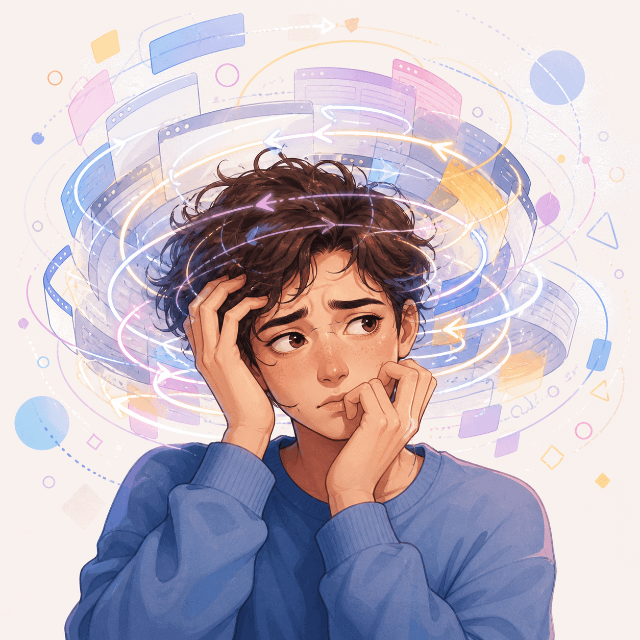 Illustrazione delle ossessioni nella Tourette come pensieri intrusivi ricorrenti