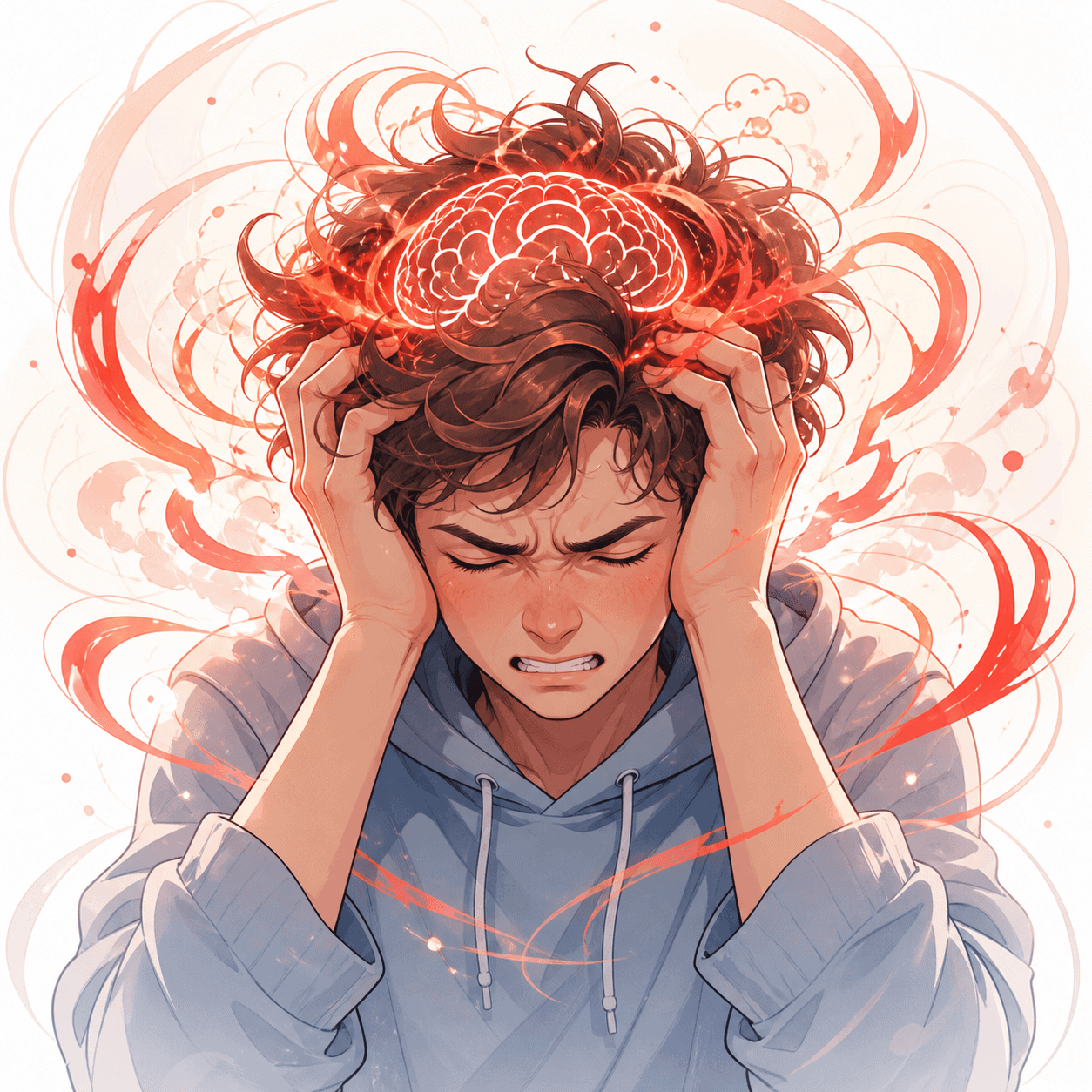 Illustrazione della rabbia nella Tourette come tempesta emotiva interna