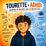 Illustrazione dedicata alla convivenza tra sindrome di Tourette e ADHD